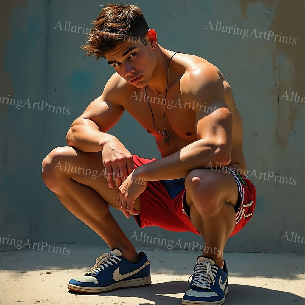 Male Model Muscular College Digital Art AI Fantasy - 938B