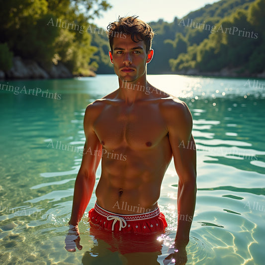 Male Model Muscular Digital Art AI Fantasy - 948B