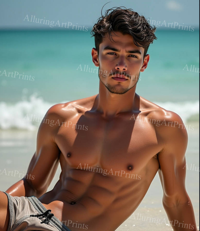 Male Model Muscular Digital Art AI Fantasy - 961B