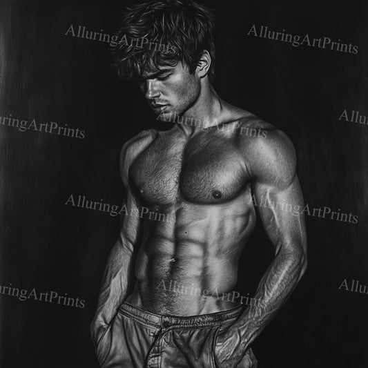 Male Model Muscular College Digital Art AI Fantasy - 980B