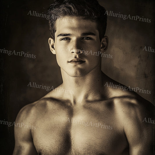 Male Model Muscular College Digital Art AI Fantasy - 981B