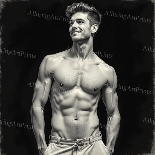 Male Model Muscular College Digital Art AI Fantasy - 994B