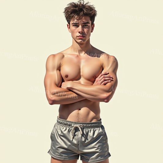 Male Model Muscular College Digital Art AI Fantasy - 995B