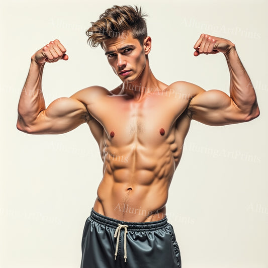 Male Model Muscular College Digital Art AI Fantasy - 996B