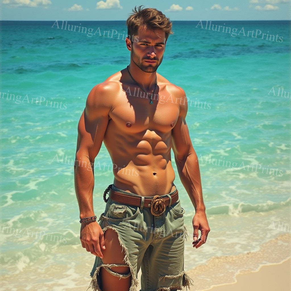 Male Model Muscular College Digital Art AI Fantasy - 998B