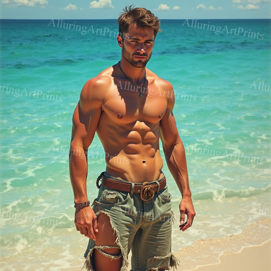 Male Model Muscular College Digital Art AI Fantasy - 998B