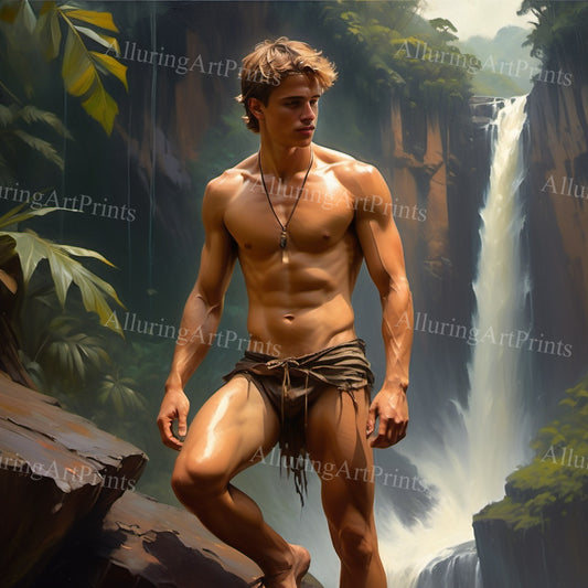 Male Model Muscular Digital Art AI Fantasy - 102C