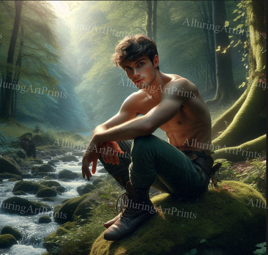 Male Model Muscular College Digital Art AI Fantasy - 104C