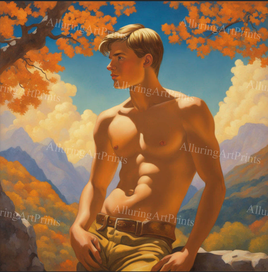 Male Model Muscular College Digital Art AI Fantasy - 114C