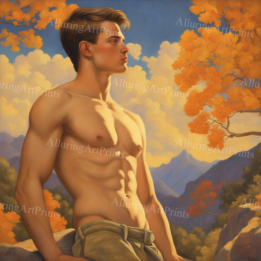 Male Model Muscular College Digital Art AI Fantasy - 115C