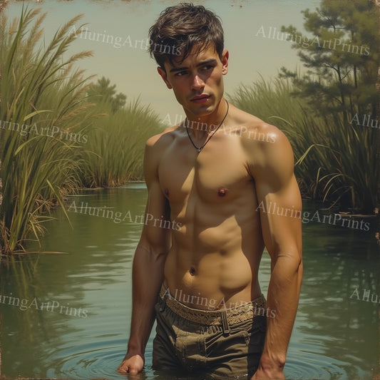 Male Model Muscular College Digital Art AI Fantasy - 121C