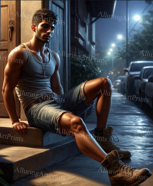 Male Model Muscular College Digital Art AI Fantasy - 126C