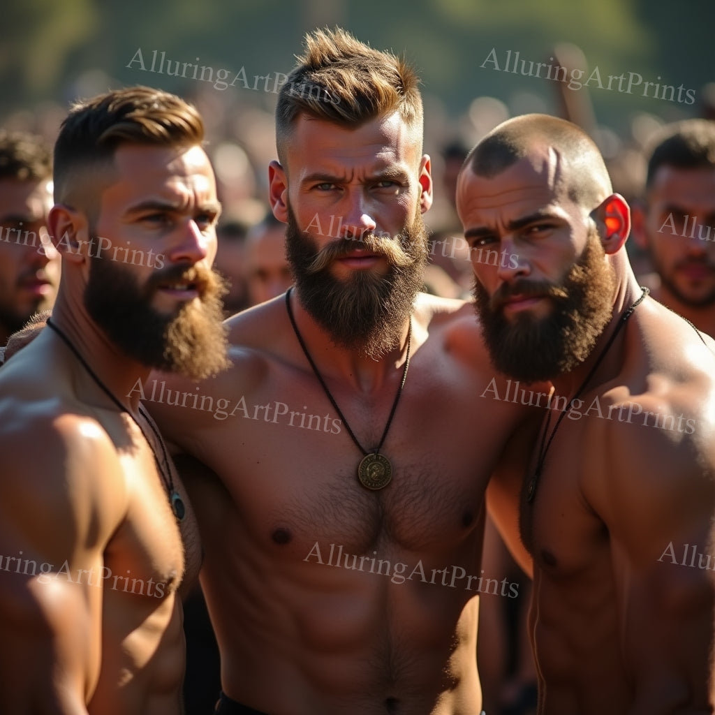 Male Models Muscular Hairy Digital Art AI Fantasy - 146C