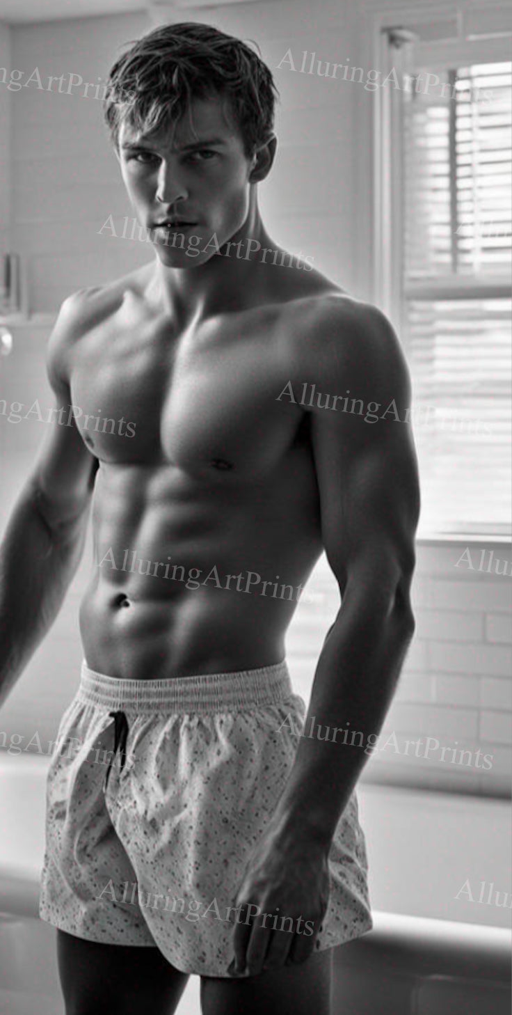 Male Model Muscular College Digital Art AI Fantasy - 179C