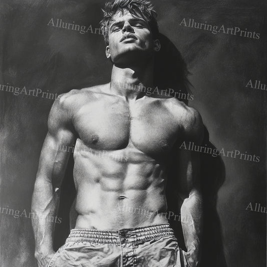 Male Model Muscular College Digital Art AI Fantasy - 212C