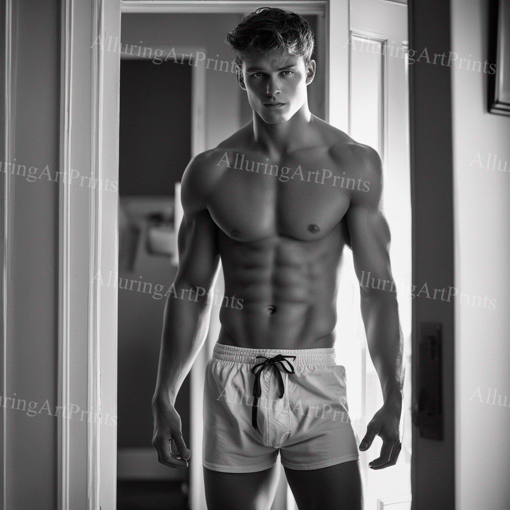 Male Model Muscular College Digital Art AI Fantasy - 216C