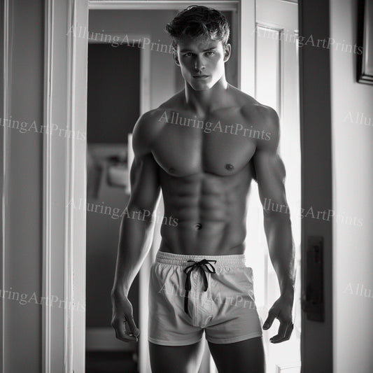 Male Model Muscular College Digital Art AI Fantasy - 216C