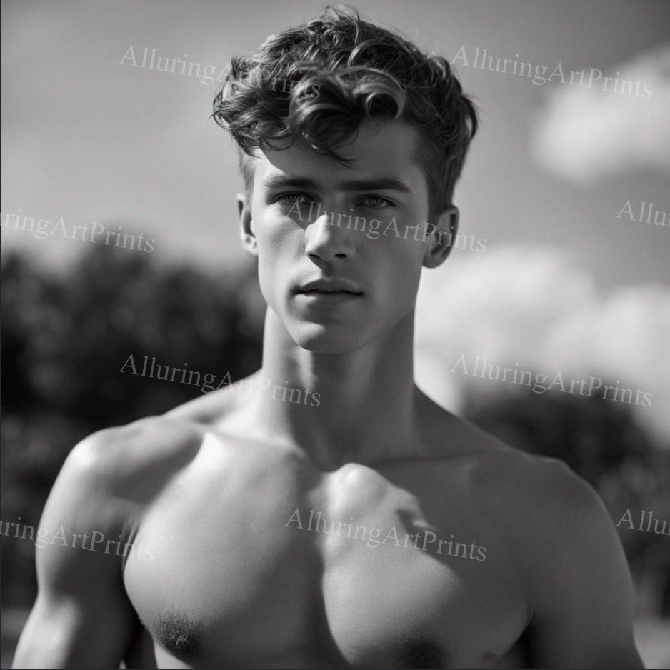 Male Model Muscular College Digital Art AI Fantasy - 226C