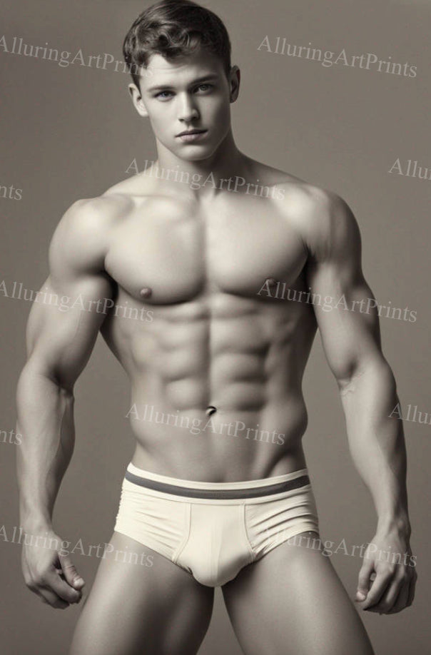 Male Model Muscular College Digital Art AI Fantasy - 229C
