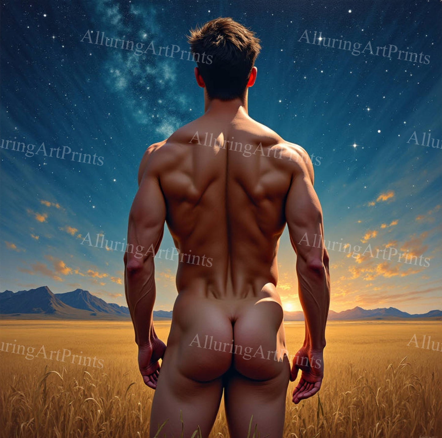 Male Model Muscular Buns Digital Art AI Fantasy - 23C