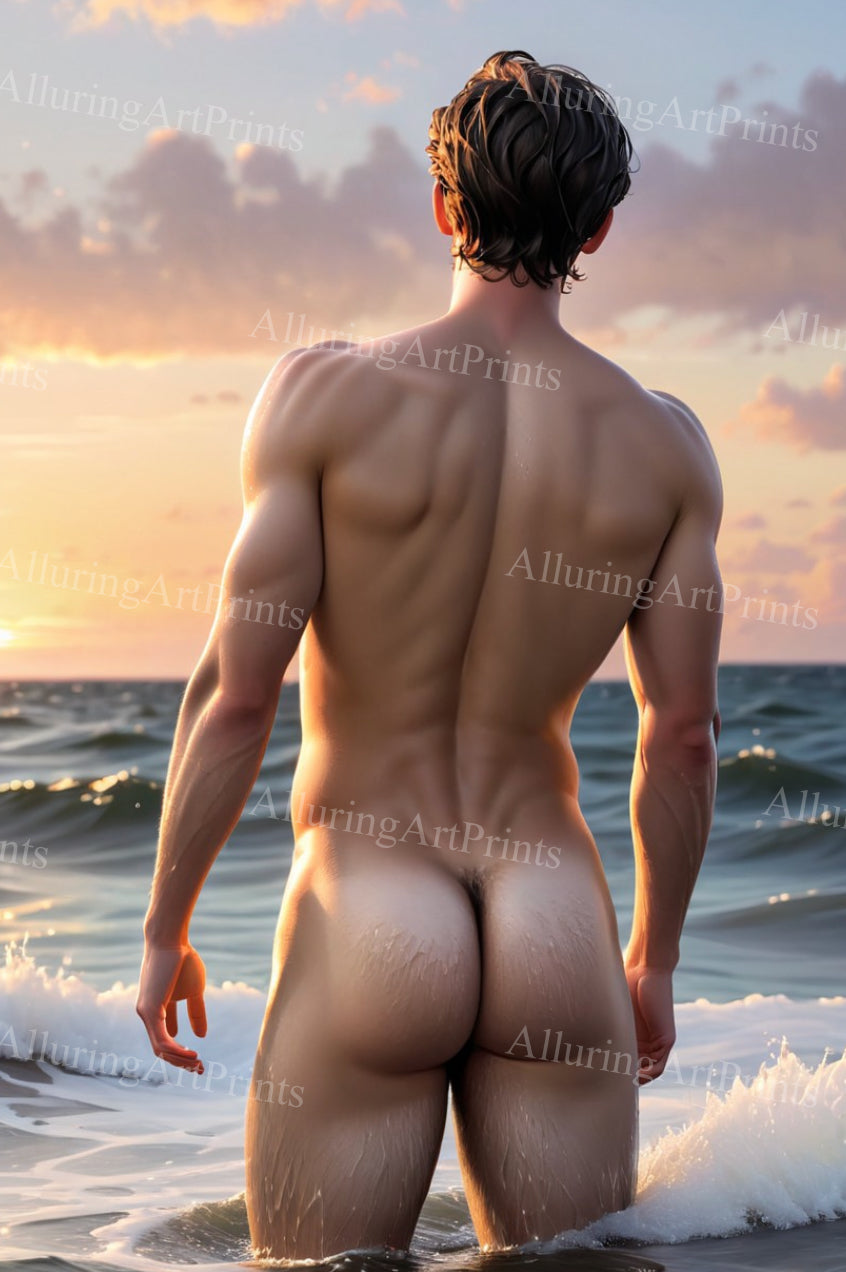 Male Model Muscular Buns Digital Art AI Fantasy - 235C