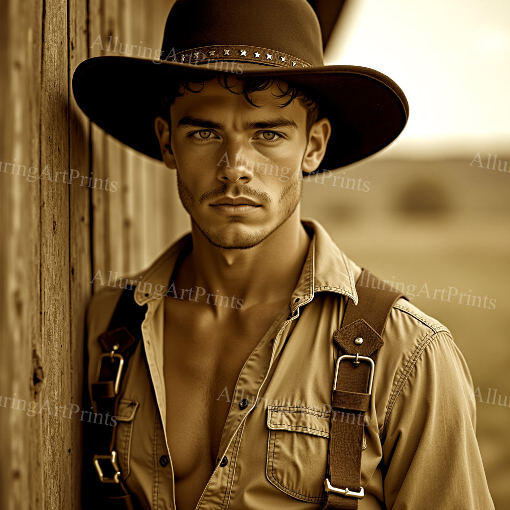 Male Model Muscular Cowboy Digital Art AI Fantasy - 25C
