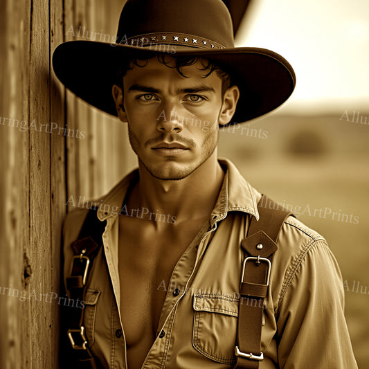 Male Model Muscular Cowboy Digital Art AI Fantasy - 25C