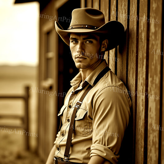 Male Model Muscular Cowboy Digital Art AI Fantasy - 27C