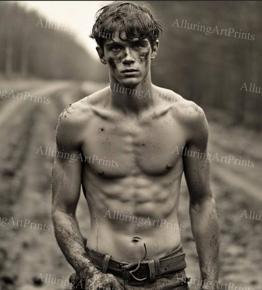 Male Model Muscular College Digital Art AI Fantasy - 3C