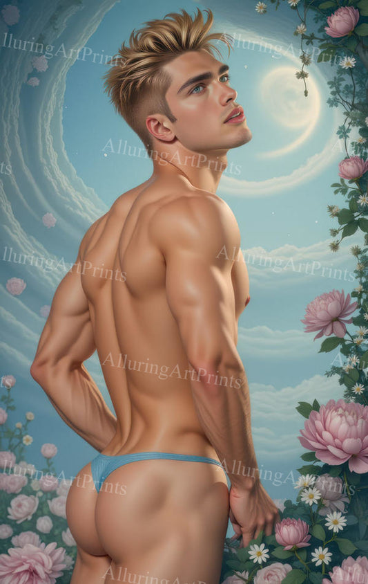 Male Model Muscular Buns Digital Art AI Fantasy - 373C