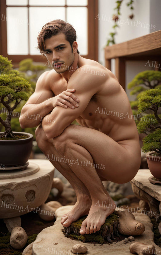 Nude Male Model Muscular Beefcake Digital Art AI Fantasy - 466C