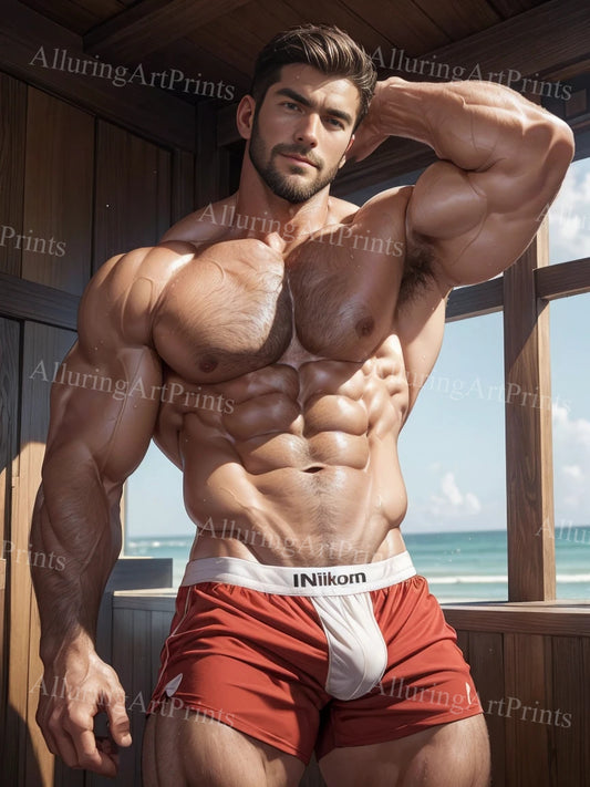 Male Model Muscular Surfer Digital Art AI Fantasy - 468C