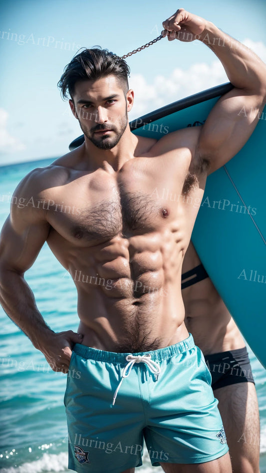 Male Model Muscular Beefcake Digital Art AI Fantasy - 539C