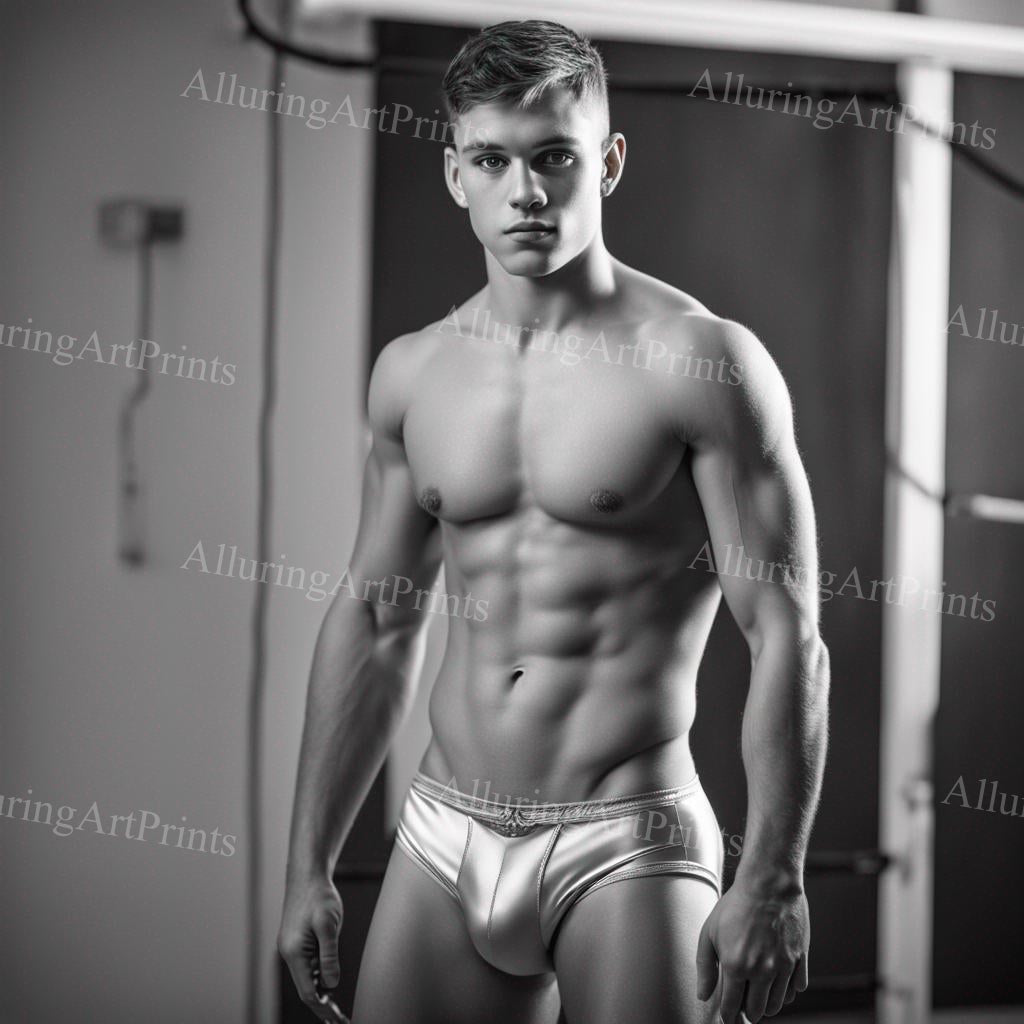 Male Model Muscular College Digital Art AI Fantasy - 54C