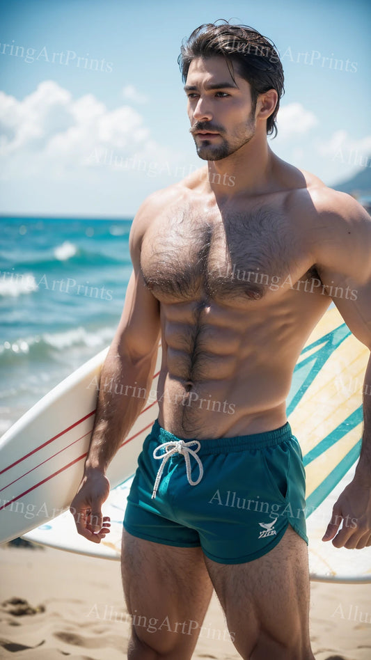 Male Model Muscular Beefcake Digital Art AI Fantasy - 540C