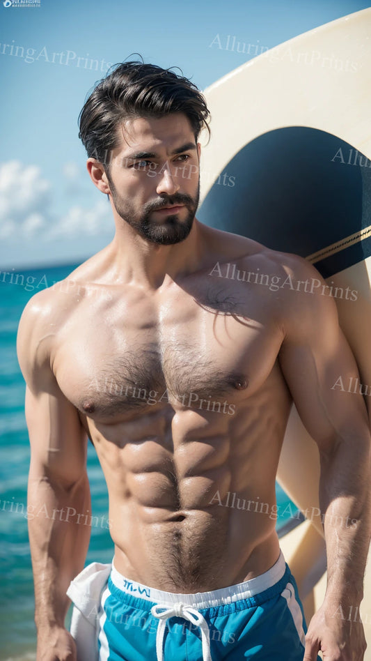 Male Model Muscular Beefcake Digital Art AI Fantasy - 541C