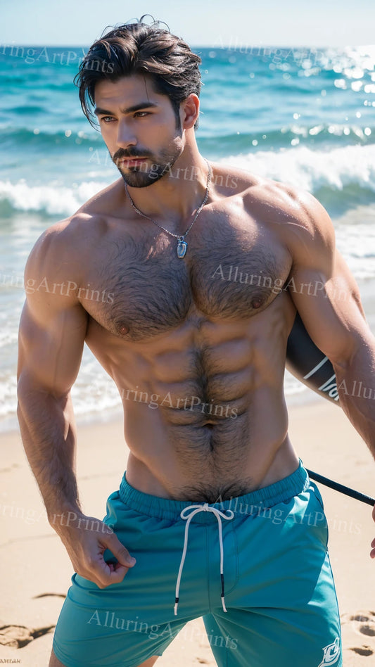Male Model Muscular Beefcake Digital Art AI Fantasy - 542C