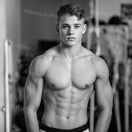 Male Model Muscular College Digital Art AI Fantasy - 56C