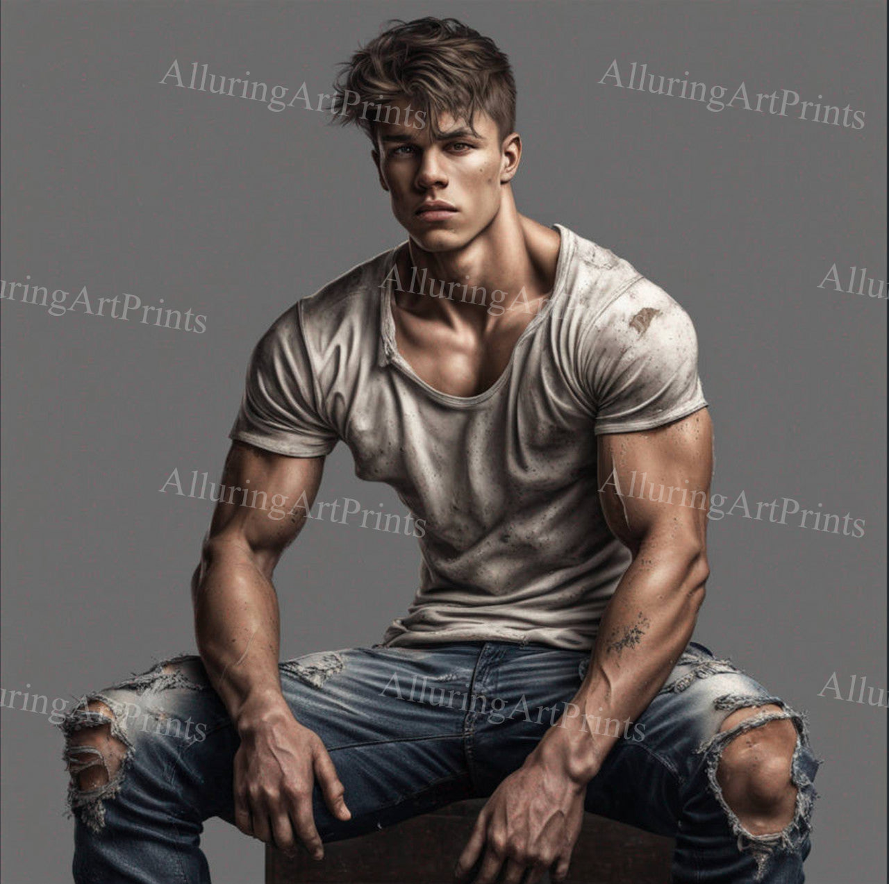 Male Model Muscular Digital Art AI Fantasy - 62C