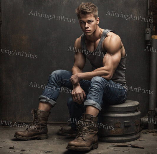 Male Model Muscular Digital Art AI Fantasy - 63C