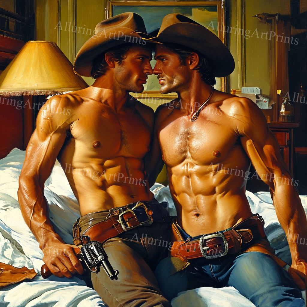 Male Models Muscular Cowboy Digital Art AI Fantasy - 65C
