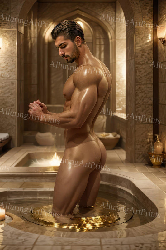 Male Model Muscular Beefcake Buns Digital Art AI Fantasy - 697C
