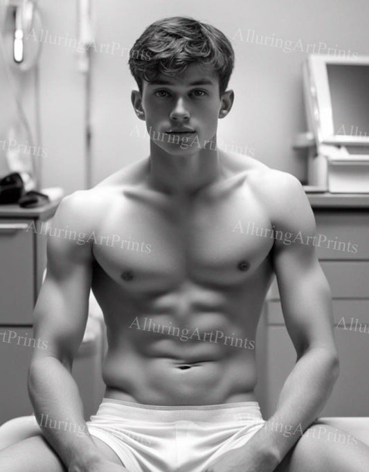 Male Model Muscular College Digital Art AI Fantasy - 7C