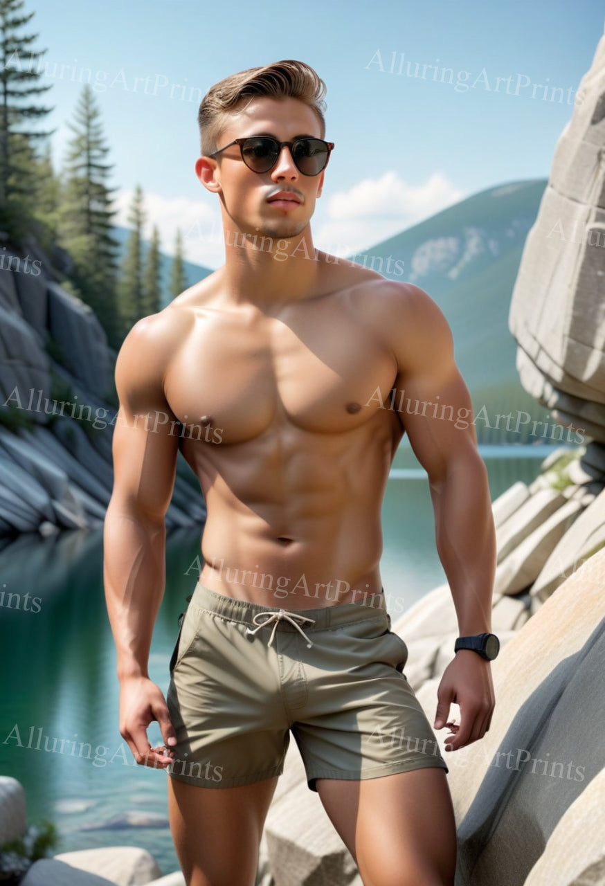Male Model Muscular Digital Art AI Fantasy - 72C