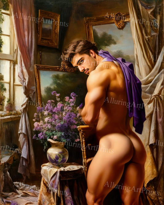 Nude Male Model Muscular Buns Digital Art AI Fantasy - 743C