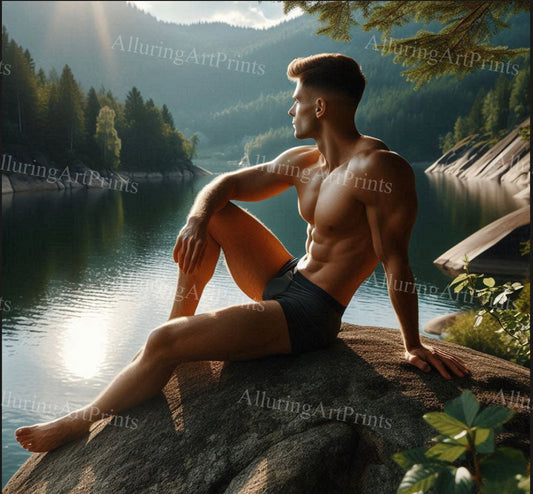 Male Model Muscular College Digital Art AI Fantasy - 99C