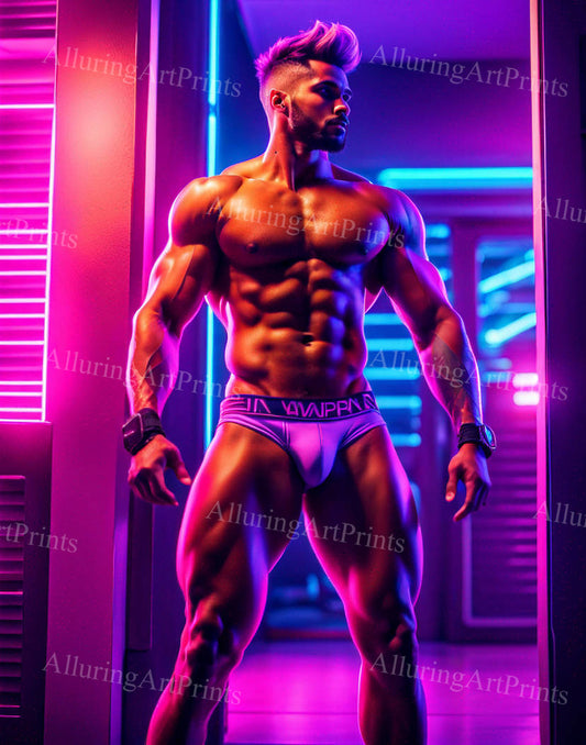 Male Model Muscular Digital Art AI Fantasy - 104D