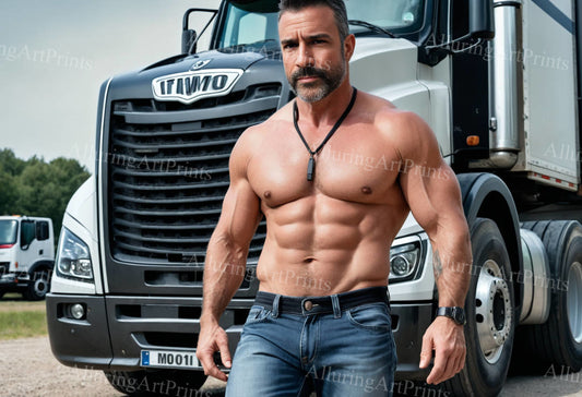 Male Model Muscular Digital Art AI Fantasy - 110D