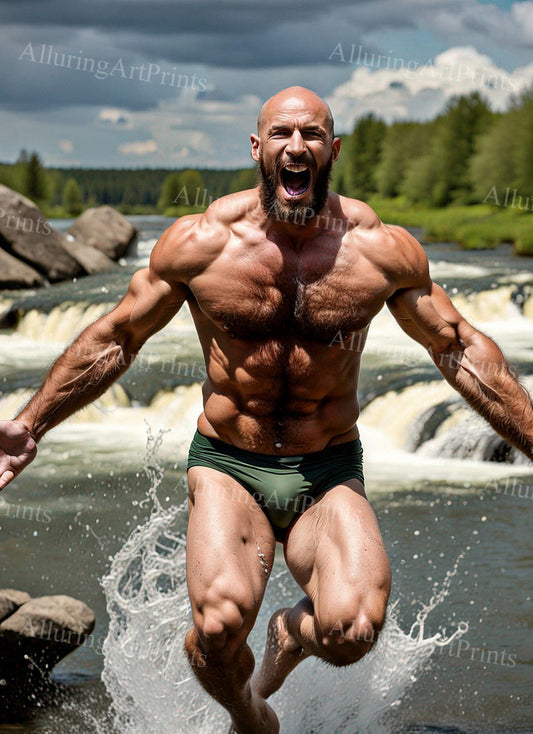 Male Model Muscular Digital Art AI Fantasy - 113D