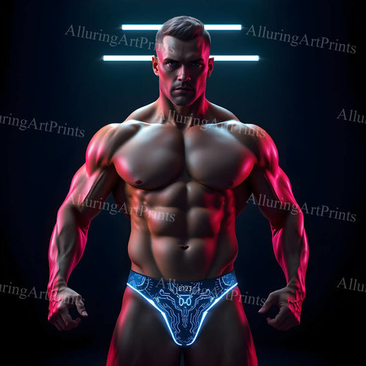 Male Model Muscular Digital Art AI Fantasy - 114D